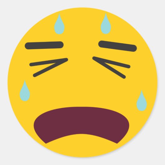 Sad Cry Emoji Runder Aufkleber (Vorderseite)