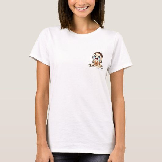 Sad Crying Melting Ice Cream Cone Cartoon T-Shirt (Vorderseite)