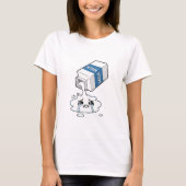 Sad Crying Spilled Milk Carton Puddle Character T-Shirt (Vorderseite)