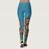 Sad Cute Teddy Bear on Bench – Emotional Cartoon Leggings (Rückseite)