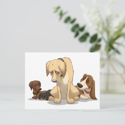 Sad Dogs Postkarte (Stehend Vorderseite)