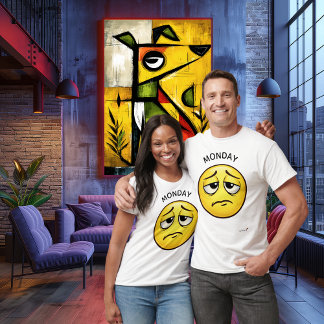 Sad Emoji Monday Mood Minimal Emotional Face T-Shirt