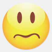 Sad Emoticon Runder Aufkleber (Vorderseite)
