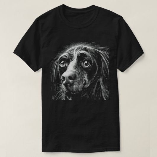 Sad Eyes Scratchboard Mutt T - Shirt (Design vorne)