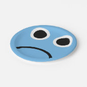 Sad Face Blue Frowning Emoticon Emoji Pappteller (Schrägansicht)