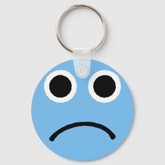 Sad Face Blue Frowning Emoticon Emoji Schlüsselanhänger (Vorderseite)