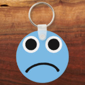 Sad Face Blue Frowning Emoticon Emoji Schlüsselanhänger (Vorderseite)