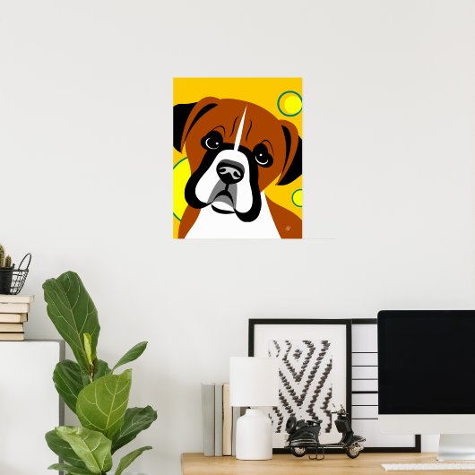 Sad face Boxer Dog Art Poster (Heimbüro)