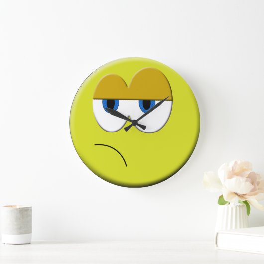 Sad Face Clock Große Wanduhr (Zuhause)