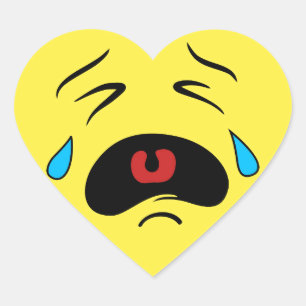 Sad Face Emoji Herz-Aufkleber