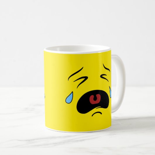 Sad Face Emoji Kaffeetasse (VorderseiteRechts)