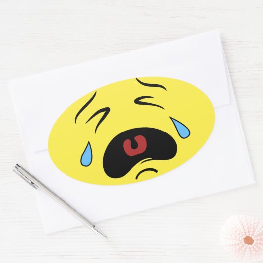 Sad Face Emoji Ovaler Aufkleber (Umschlag)