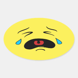 Sad Face Emoji Ovaler Aufkleber