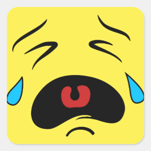 Sad Face Emoji Quadratischer Aufkleber