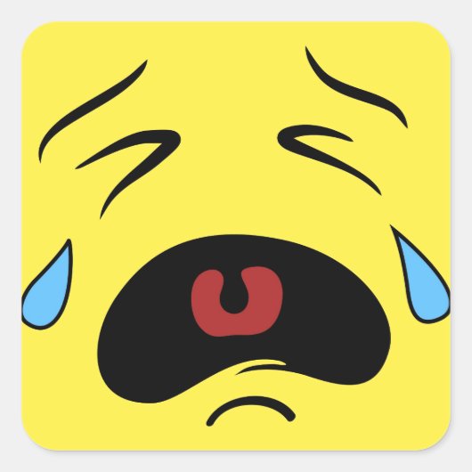 Sad Face Emoji Quadratischer Aufkleber (Vorderseite)