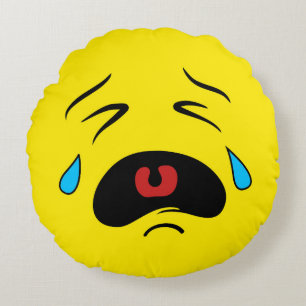 Sad Face Emoji Rundes Kissen