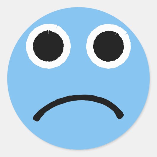 Sad Face Stickers Blue Frowning Emoticon (Vorderseite)