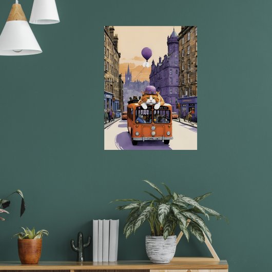 Sad Fat Cat Sentimental Animal Art Poster (Wohnzimmer 1)