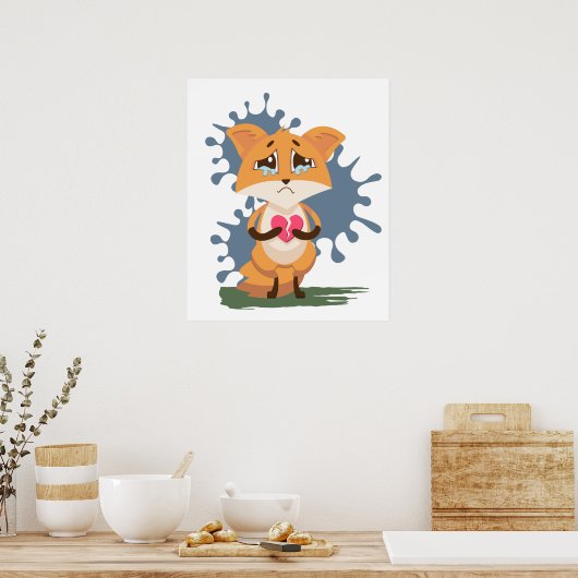 Sad Fox mit gebrochenem Herzen Poster (Küche)