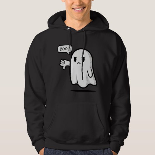 Sad Ghost Saying “Boo?” Front Print Funny Cute H Hoodie (Vorderseite)