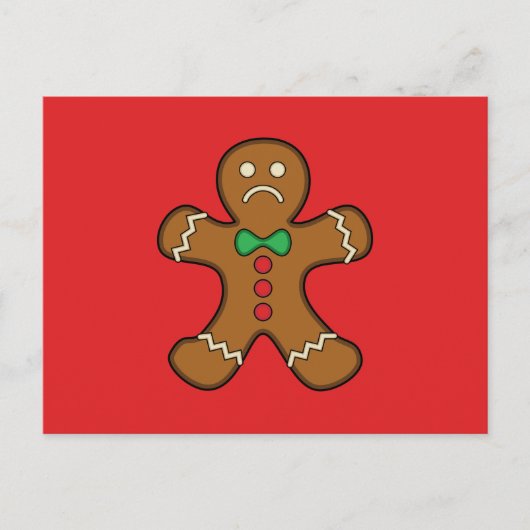 Sad Gingerbread Man Feiertagspostkarte (Vorderseite)
