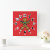 Sad Gingerbread Man Quadratische Wanduhr (Zuhause)