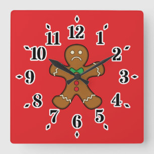 Sad Gingerbread Man Quadratische Wanduhr