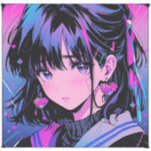 Sad Girl 90s Anime Style Sticker (Vorderseite)