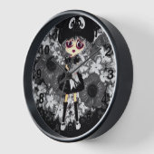 Sad Goth Girl - Kawaii Chibi Cartoon Große Uhr (Winkel)