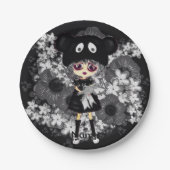 Sad Goth Girl - Kawaii Chibi Cartoon Pappteller (Vorderseite)