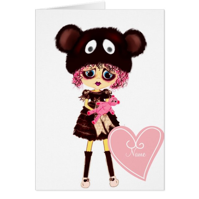 Sad Goth Girl, Kawaii chibi mit Teddybär (Vorne)