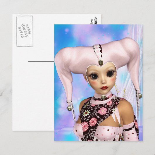 Sad Harlequin Doll Postkarte (Vorne/Hinten)