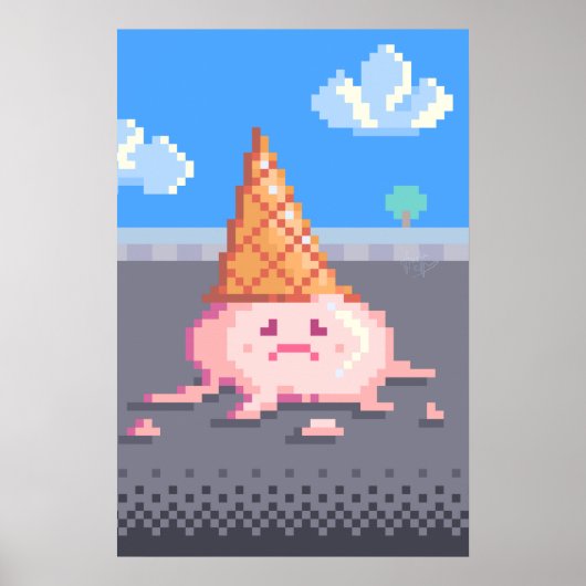 Sad Ice Creme Camp Pixel Art Poster (Vorne)
