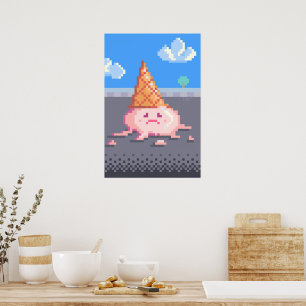 Sad Ice Creme Camp Pixel Art Poster