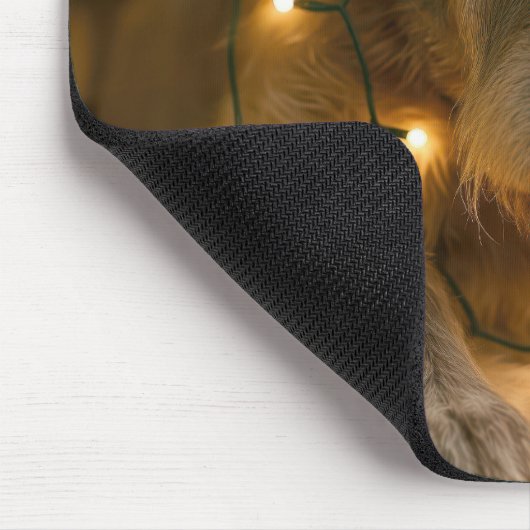 Sad Irish Wolfhound Tangled In Holiday Lights Mousepad (Ecke)