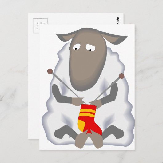 Sad Ironic Sheep Knitter Sock Wool Postkarte (Vorne/Hinten)