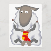Sad Ironic Sheep Knitter Sock Wool Postkarte (Vorderseite)