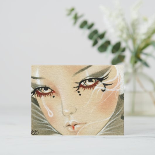 Sad Jester Teardrop Postcard Postkarte (Stehend Vorderseite)