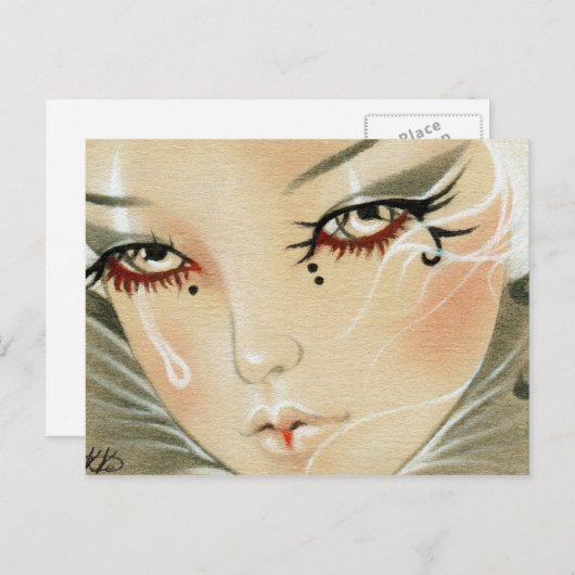Sad Jester Teardrop Postcard Postkarte (Vorne/Hinten)
