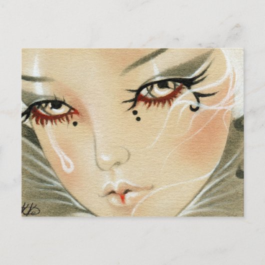 Sad Jester Teardrop Postcard Postkarte (Vorderseite)
