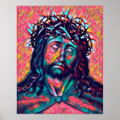 Sad Jesus Christus Gesicht Thorn Crown Abstrakte K Poster (Vorne)