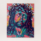 Sad Jesus Christus Gesicht Thorn Crown Abstrakte K Puzzle (Vertikal)