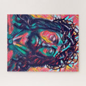 Sad Jesus Christus Gesicht Thorn Crown Abstrakte K Puzzle (Horizontal)