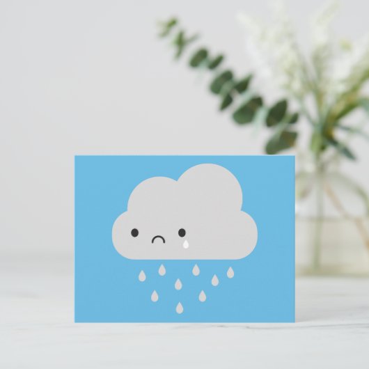 Sad Kawaii Rain Cloud Postkarte (Stehend Vorderseite)
