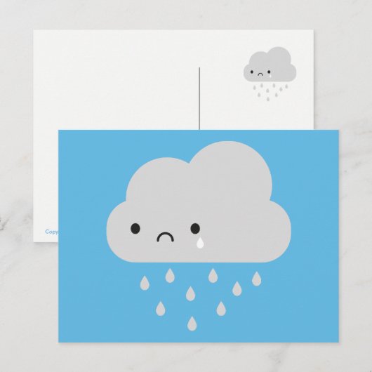 Sad Kawaii Rain Cloud Postkarte (Vorne/Hinten)
