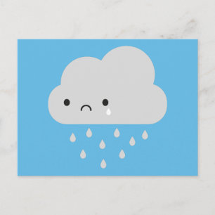 Sad Kawaii Rain Cloud Postkarte