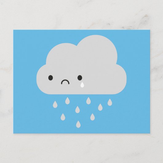 Sad Kawaii Rain Cloud Postkarte (Vorderseite)