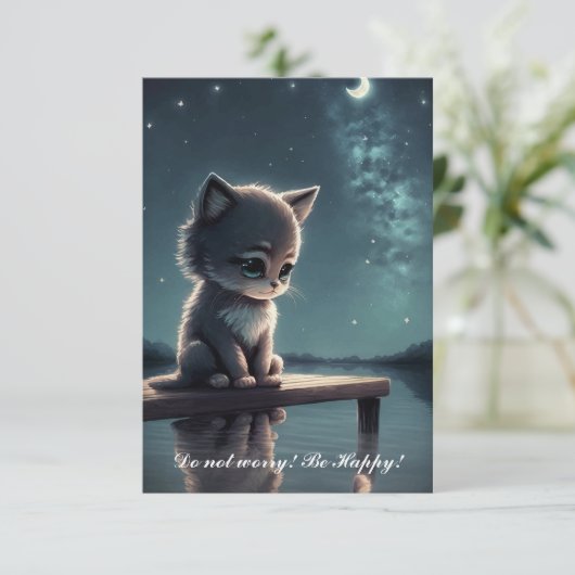 Sad Kitten Dankeskarte (Stehend Vorderseite)