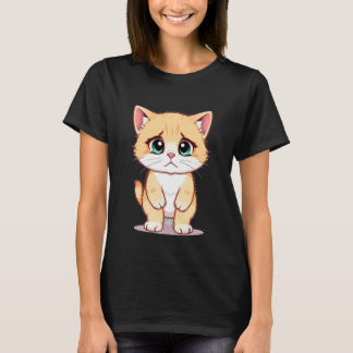 Sad Kitten Meme Standing Cat Silly Funny Cat Lover T-Shirt