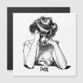 Sad Lady sagt "f#ck" Magnetkarte (Vorne/Hinten)